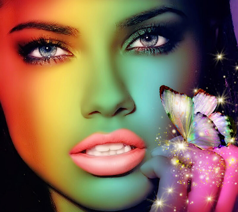 Woman with Rainbow Face