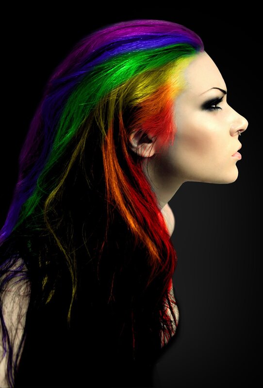 woman with rainbow hair