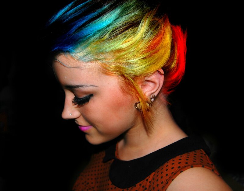 woman with rainbow hair