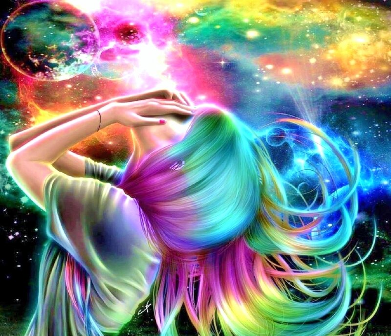 Woman with Rainbow Hair — Cosmic