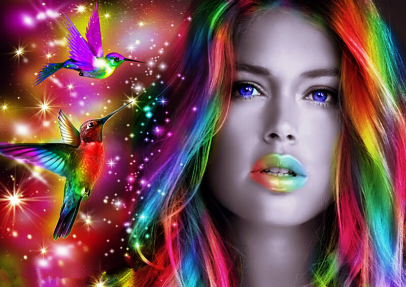 Woman with Rainbow Hair — Fantastical, Digital Art