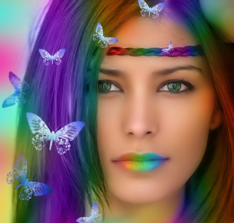 Woman with Rainbow Hair — Purple, Dreamy