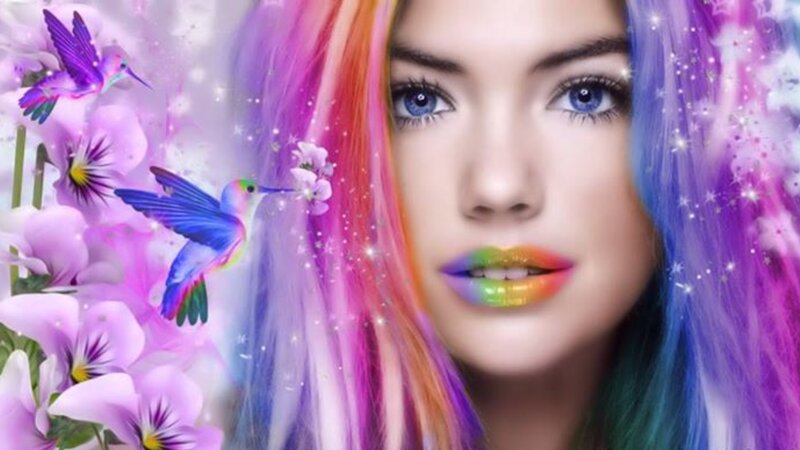 Woman with Rainbow Hair — Purple, Fantastical
