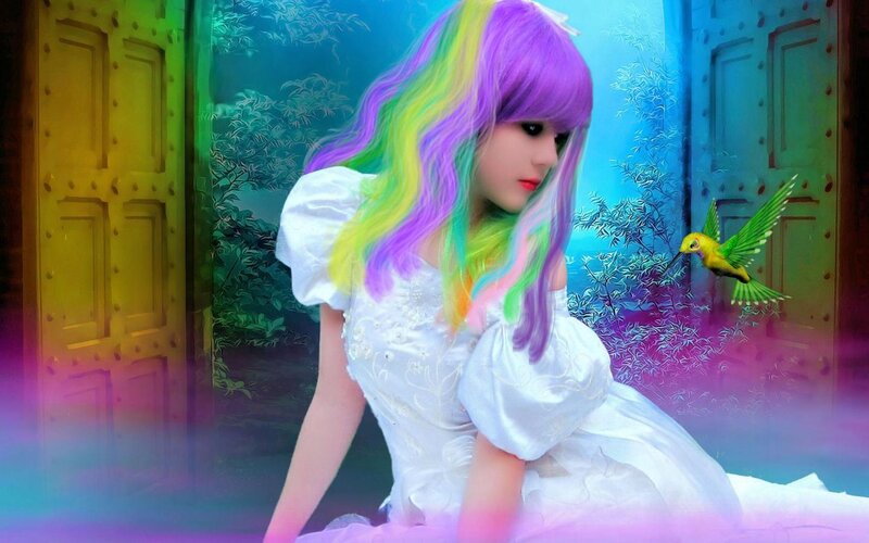 Woman with Rainbow Hair — Purple, Fantasy