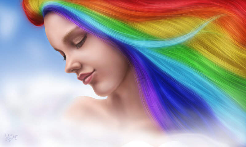 Woman with Rainbow Hair — Serene