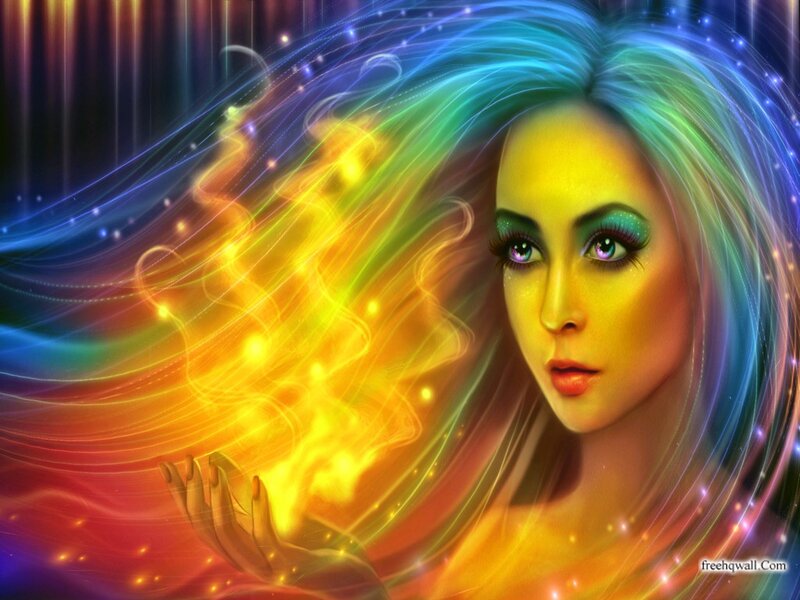 Woman with Rainbow Hair — Yellow