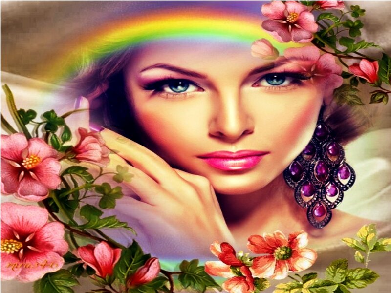 Woman with Rainbow Halo