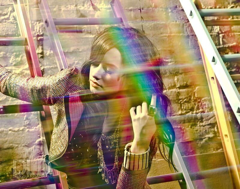 woman with rainbow light effect