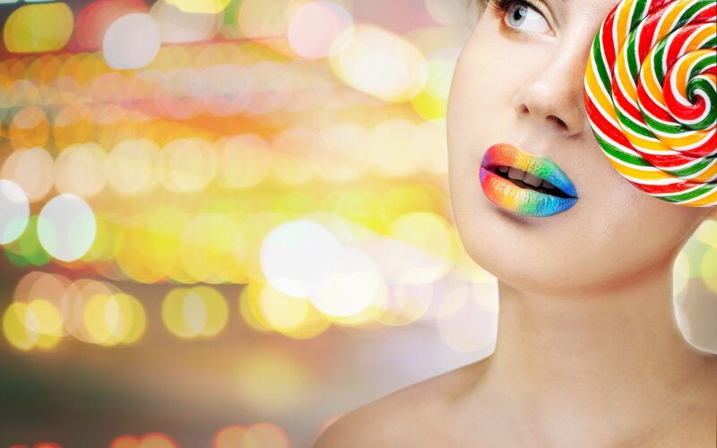 Woman with Rainbow Lips