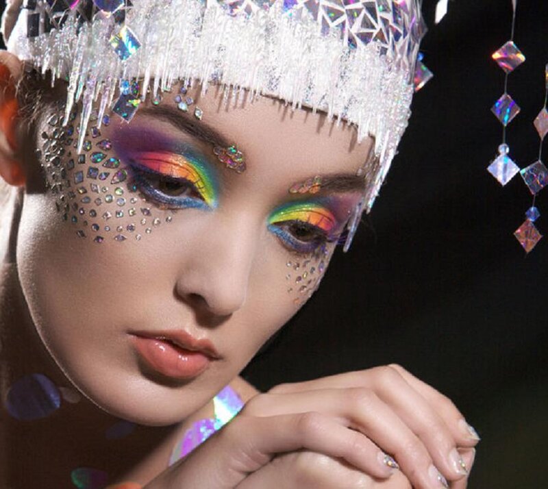 Woman with Rainbow Makeup