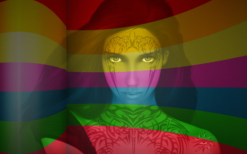 woman with rainbow overlay