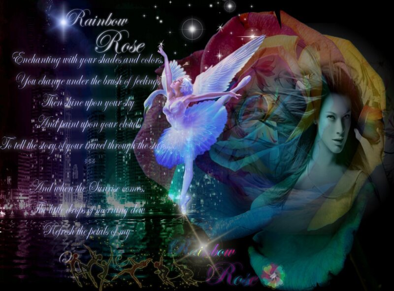 Woman with Rainbow Rose