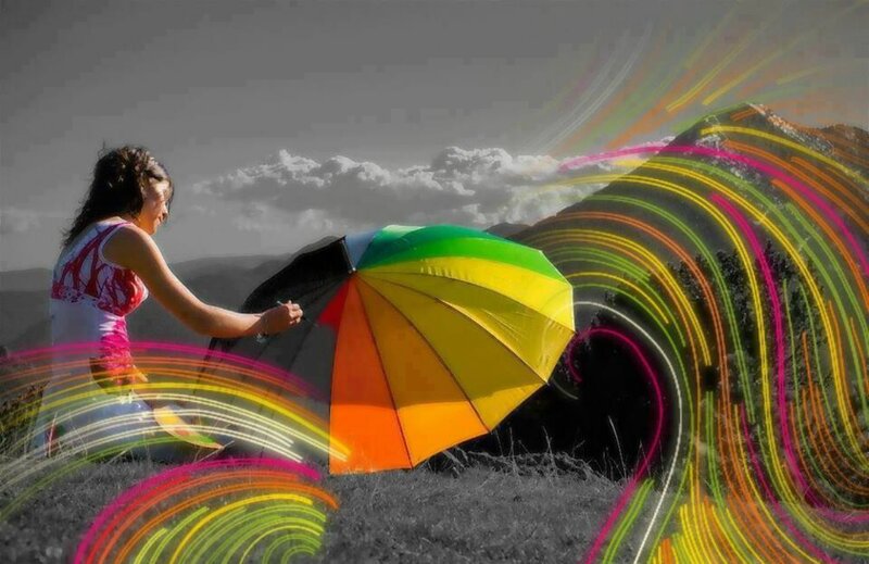 Woman with Rainbow Umbrella — Dreamy
