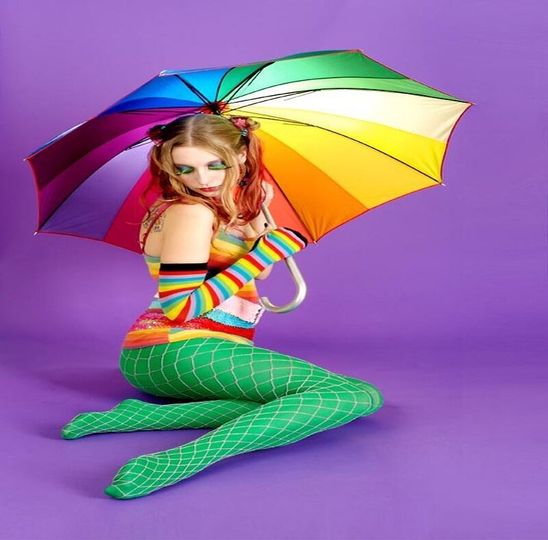 Woman with Rainbow Umbrella — Purple
