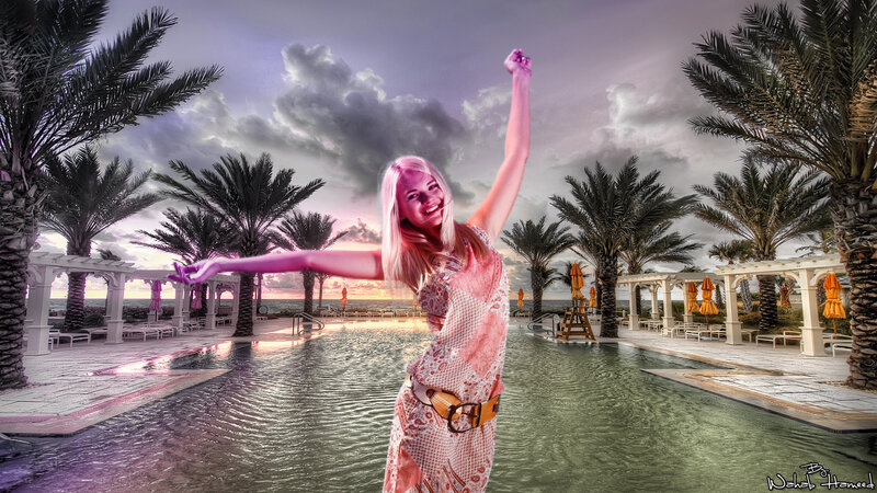 Woman with Raised Arms — Pink