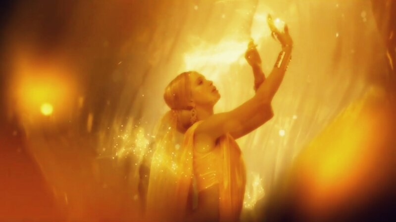 Woman with Raised Arms — Yellow