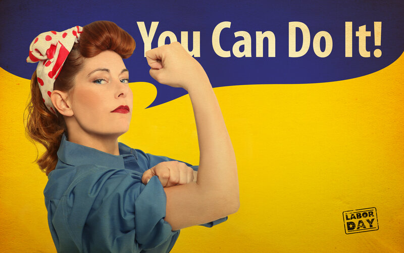 Woman with Raised Fist — Yellow