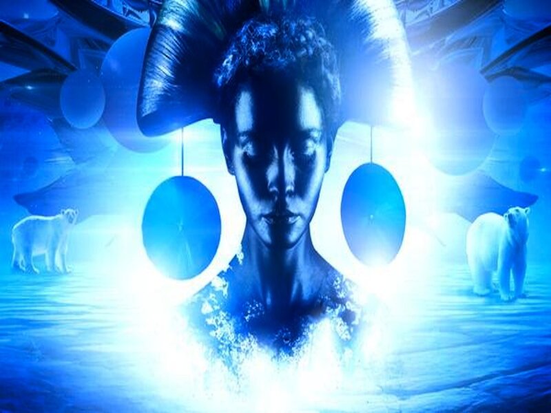 Woman with Ram Horns — Blue, Dramatic, Winter