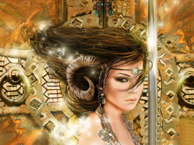 Woman with Ram Horns — Gold