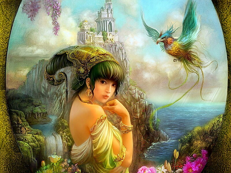 Woman with Ram Horns — Green