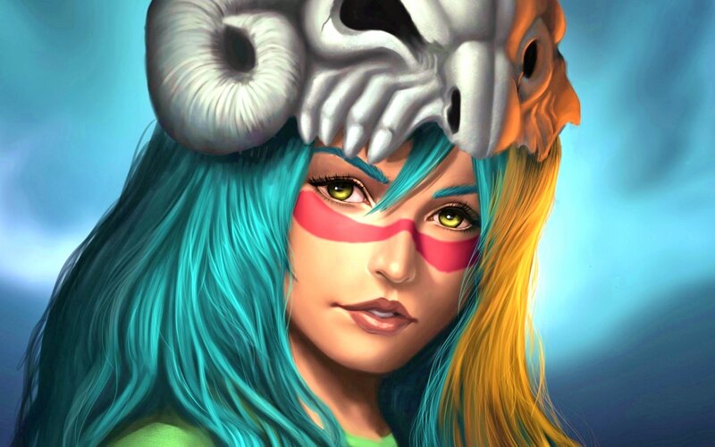 Woman with Ram Skull — Blue