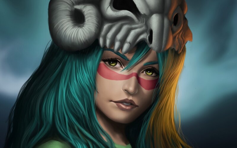 Woman with Ram Skull