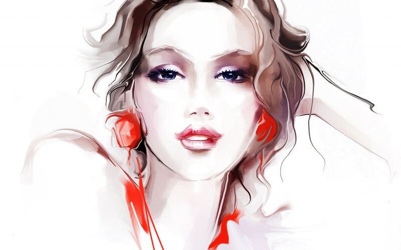 Woman with Red Accents