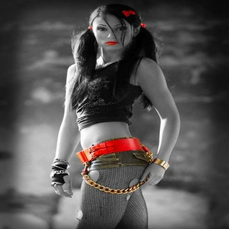 Woman with Red Accessories — Black