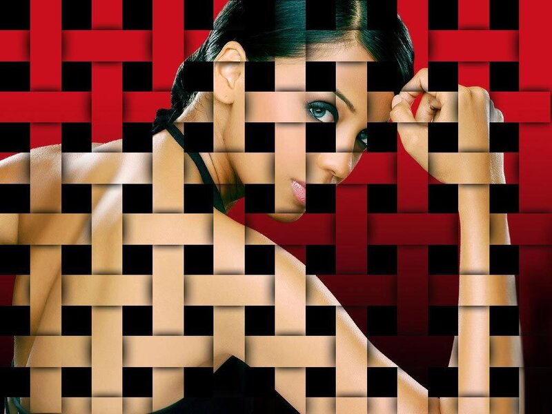 woman with red and black pattern