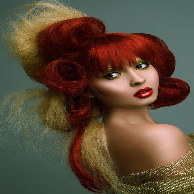Woman with Red and Blonde Hair — Dramatic, Photograph