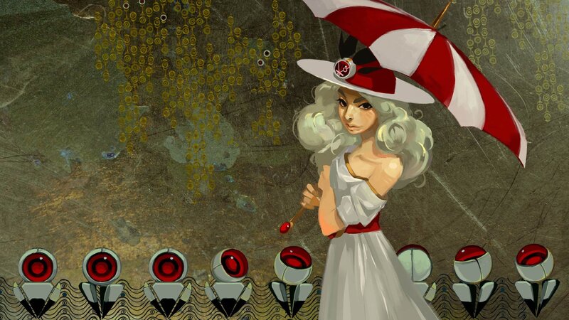 Woman with Red-and-white Umbrella