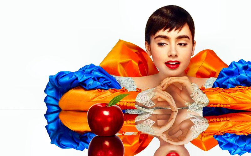 Woman with Red Apple — Blue, Dramatic