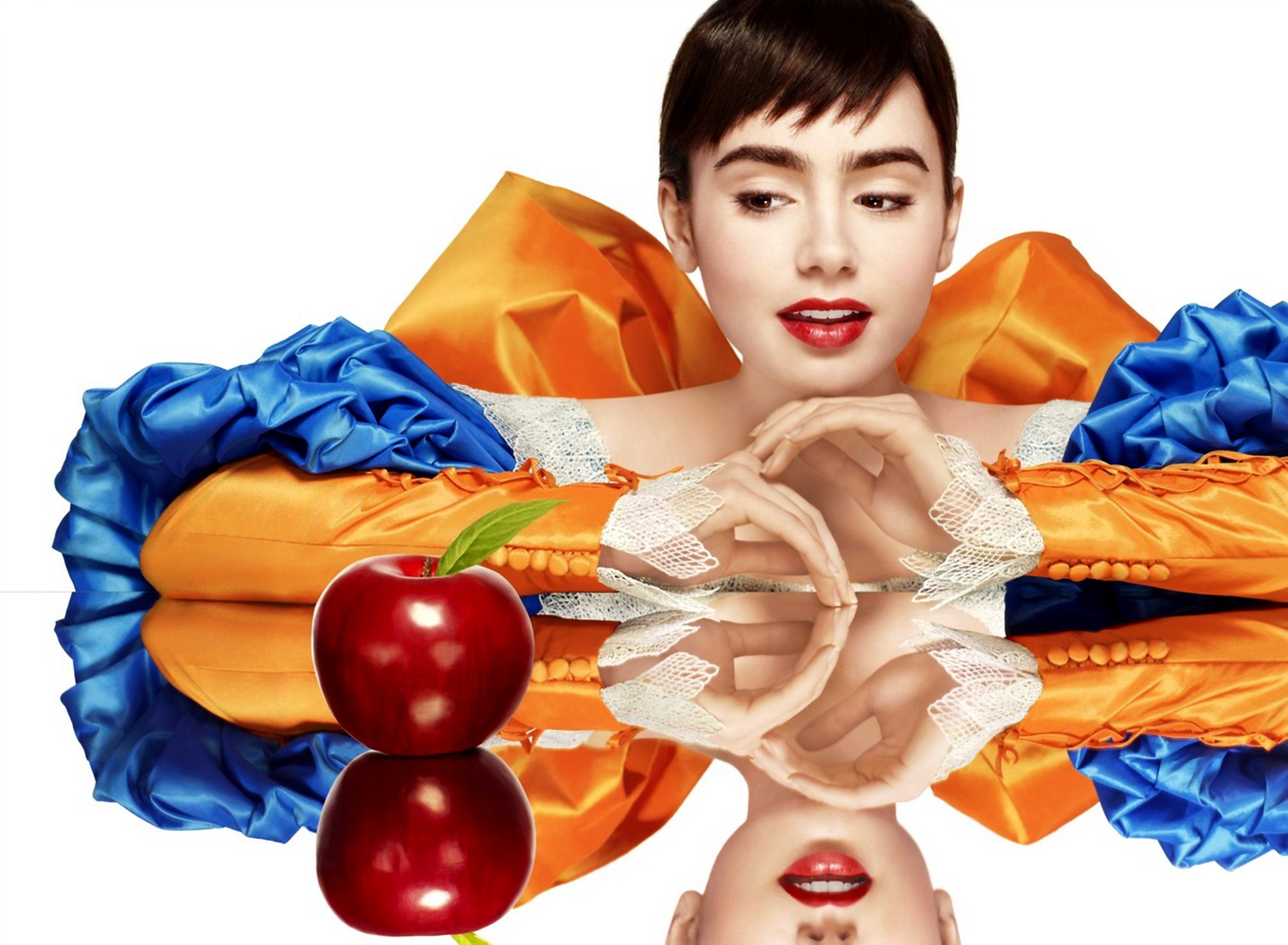 woman with red apple