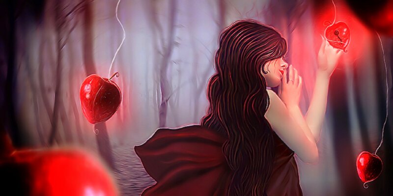 Woman with Red Apples — Mysterious, Night