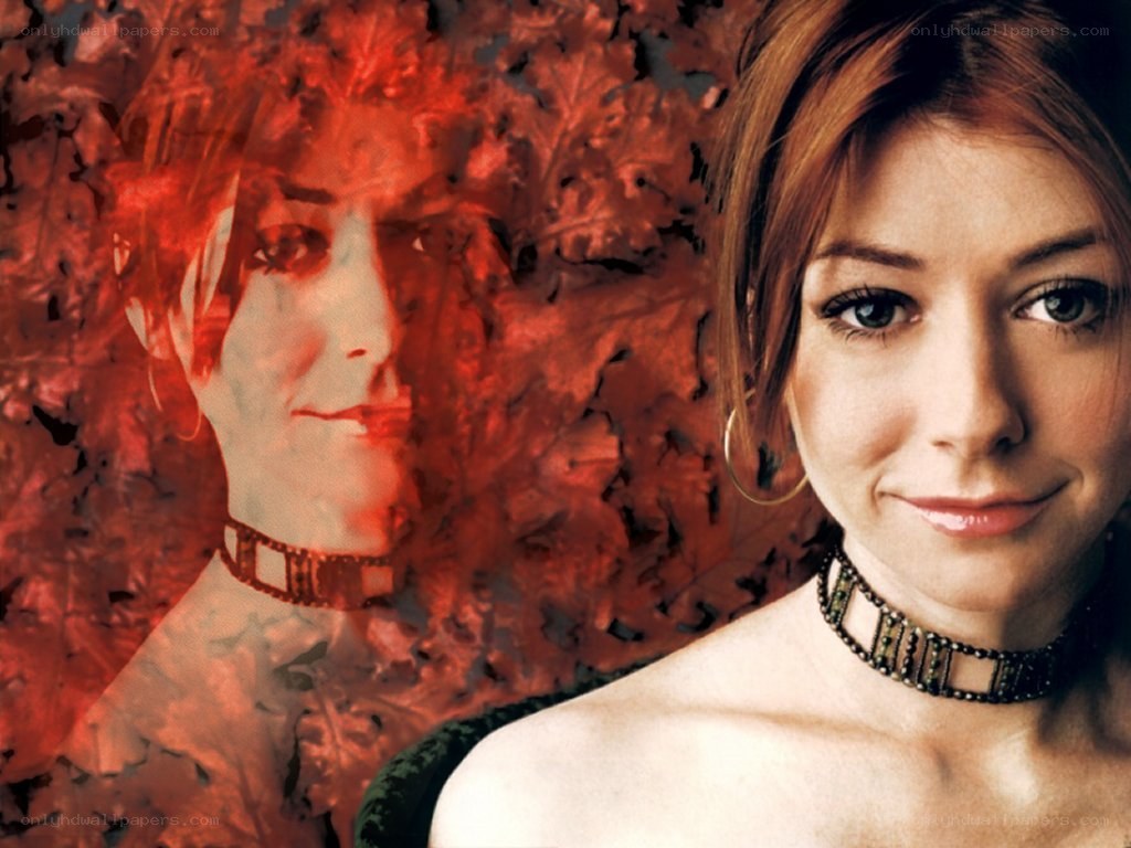 woman with red background