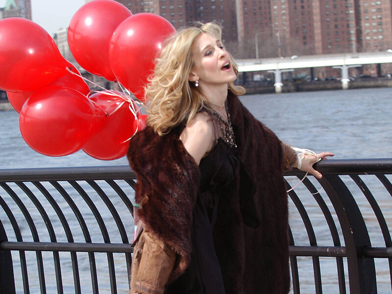 Woman with Red Balloons — Dramatic