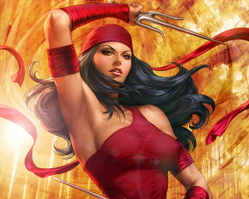 Woman with Red Bandana — Dramatic, Comic