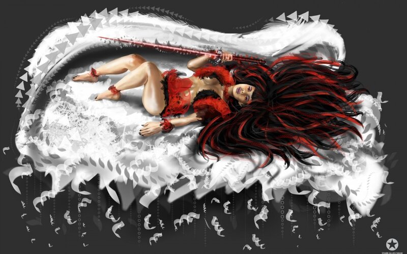 Woman with Red-black Hair — Red