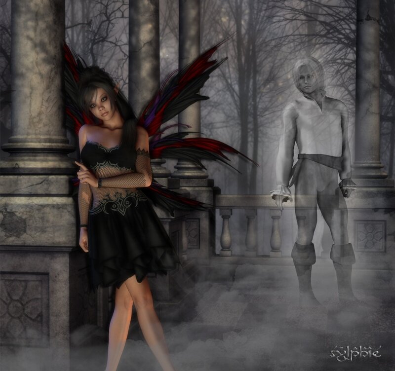 Woman with Red-black Wings