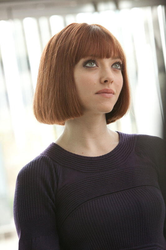 woman with red bob haircut