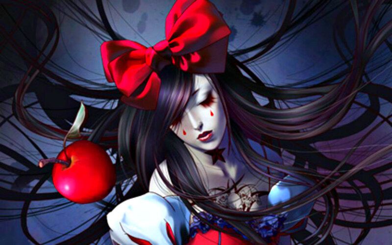 Woman with Red Bow — Dramatic, Digital Art