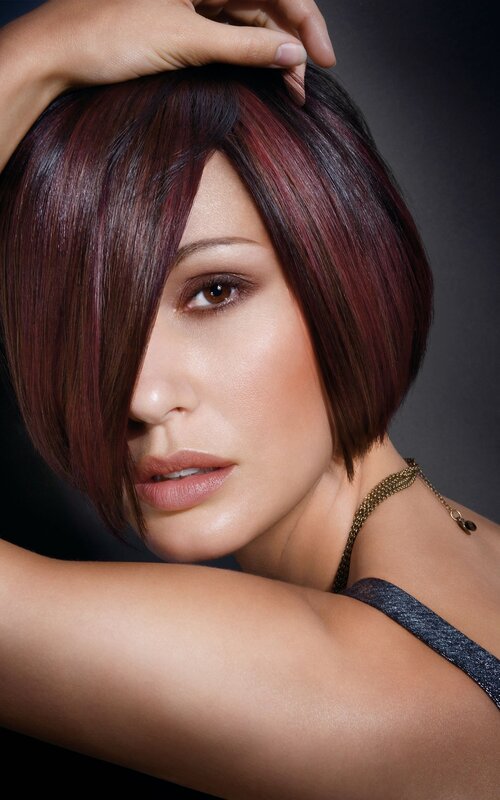 woman with red-brown bob