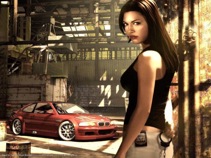 Woman with red car in warehouse