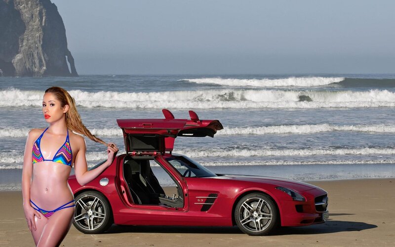 Woman with Red Car — Serene, Afternoon