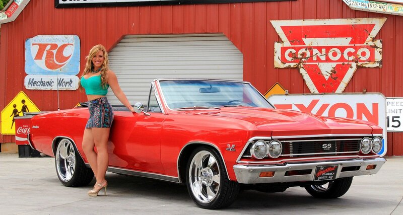 Woman with Red Car — Vibrant, Afternoon