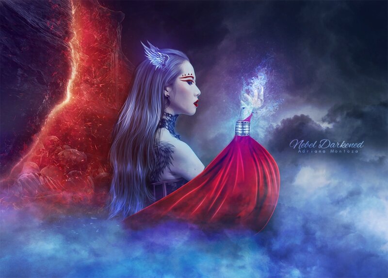 Woman with Red Cloak — Blue