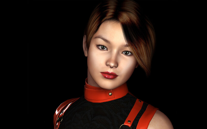 Woman with Red Collar — Black