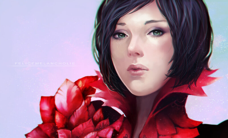 Woman with Red Collar — Dramatic