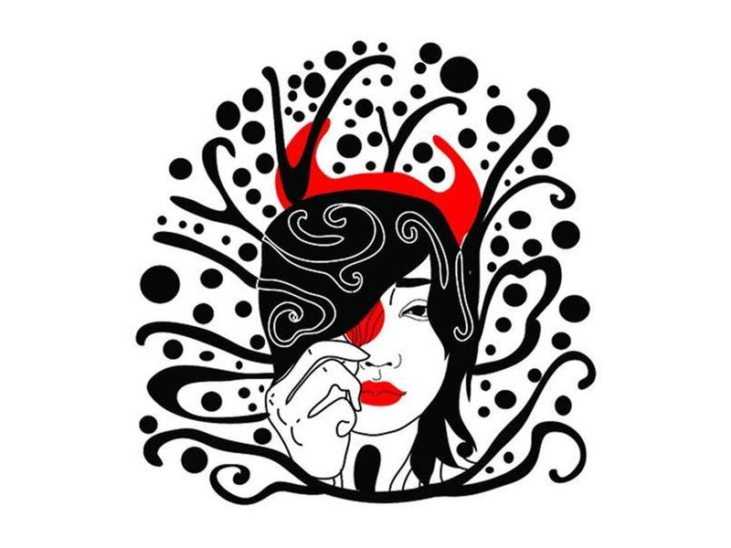 woman with red crown illustration