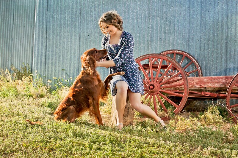Woman with Red Dog